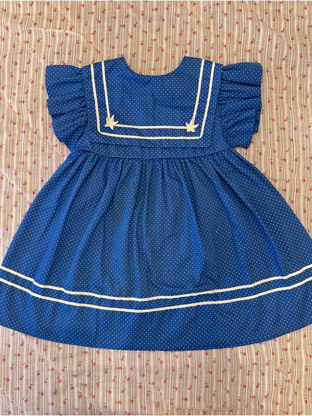 Bryan Blue Polka Dot Sailor-Style Kids Dress 4T
